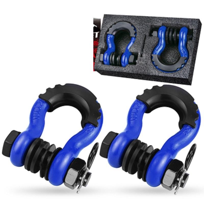 3/4” 2pcs 19Ton 42000lbs U type heavy duty drop forged D-ring shackle u-hook loop hook trailer rope automobile SUV modification