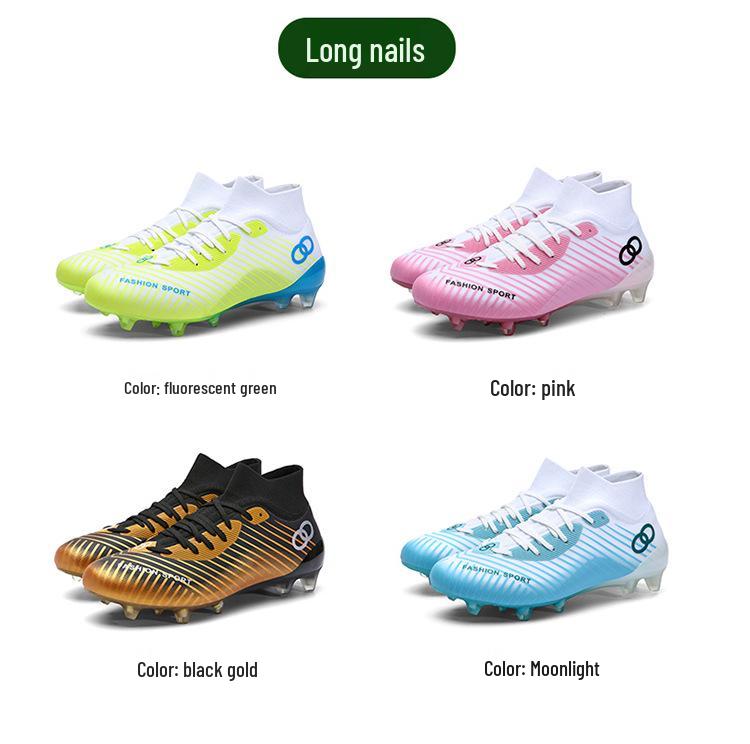 Unisex AG Long Spike Turf Soccer Cleats for Youth - Professional Outdoor Sports & Training Shoes