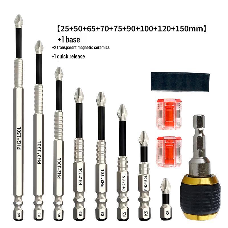 K5 Anti-Slip Shock-Resistant Phillips Screwdriver Bit Set - Strong Magnetic, High Hardness, High Torque.