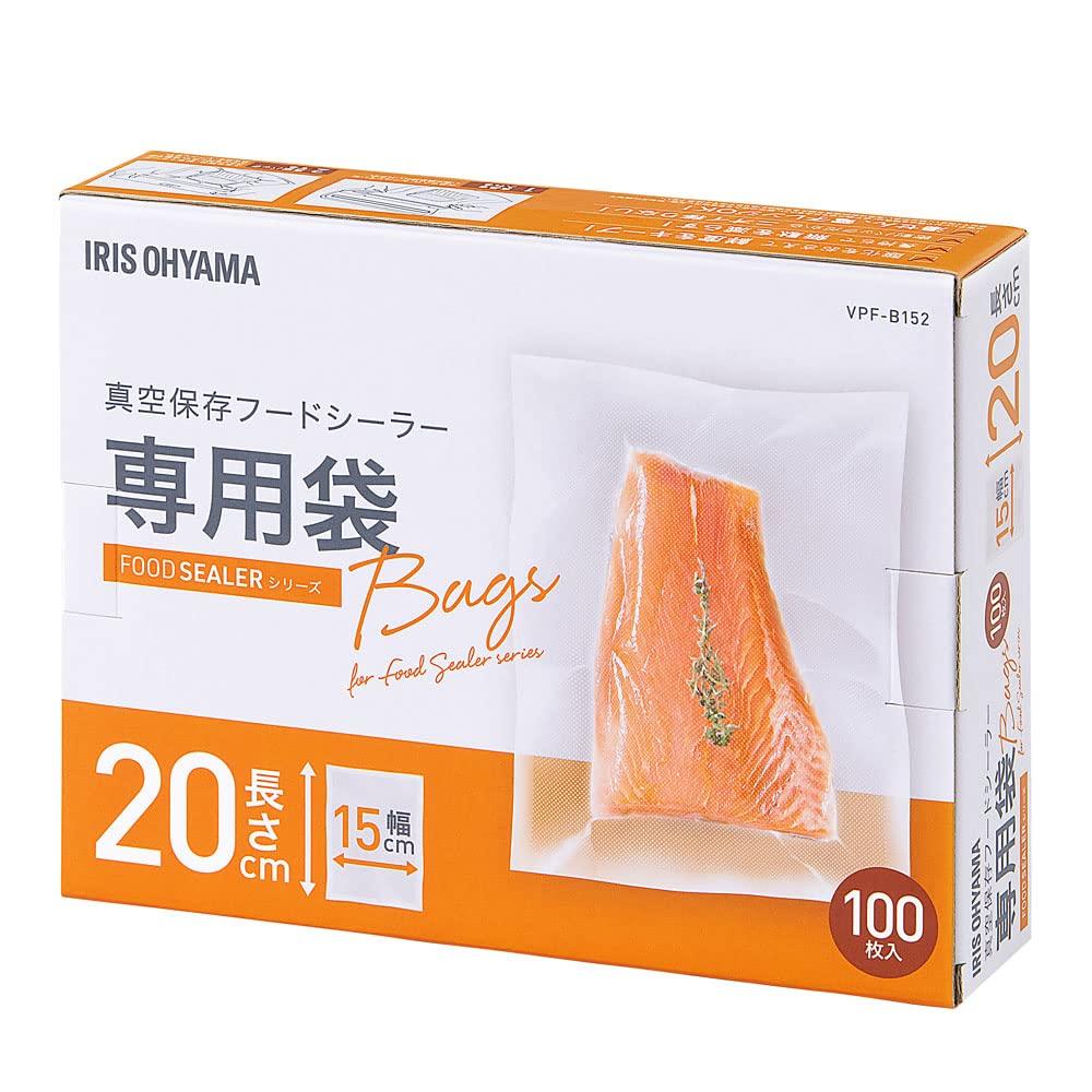 Iris Ohyama Vacuum Sealer, Food Sealer with 100 Bags, 15cm Wide x 20cm Long, VPF-B152