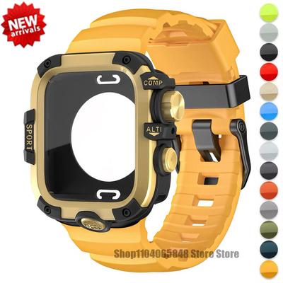 Soft Silicone Strap Metal Case for Apple Watch Series 10 9 8 SE Breathe Bracelet for IWatch Ultra 49/46/45/44mm Cover Wristband