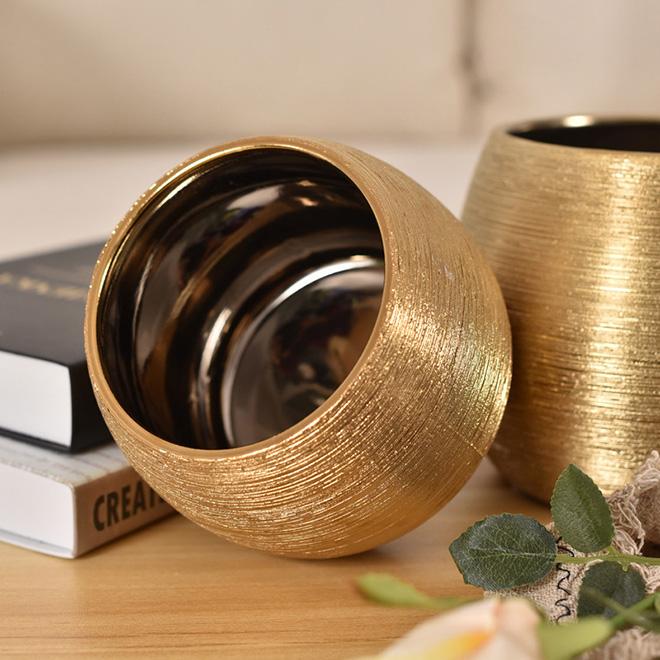 Dropshipping Ceramic Indoor Planters Gold Finish Small Flowerpot for Houseplants Succulents Pots Orchids Snake Plants for Garden