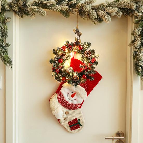 Yousheng Christmas Wreath for Front Door Artificial Pine Wreath with Berries/Pinecones/Flowers for Holiday Indoor Outdoor Wall Window Porch Decor