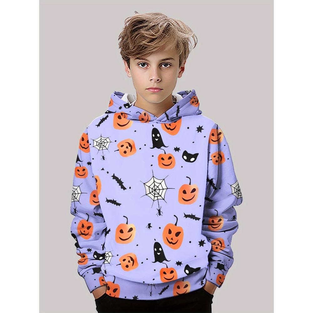 Boy Clothes Funny Terror Pumpkin Long Sleeve Hoodies Child Cartoon Halloween Thin Sweatshirt Tops Halloween Gift for Boys Girls