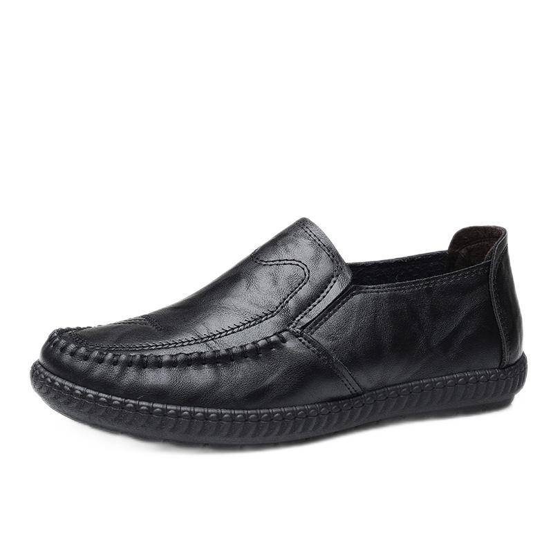 Fashion Plain Flat Men's Leather Shoes Slip-on Legitimate Adults New In Promotion Sale Size 44 Fashion 2025 Pu Male Casual Shoe Classic