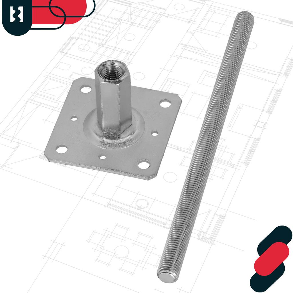 KOTARBAU® Vertically Adjustable Steel Post Base Anchor for Gazebos, Sheds, Fences 110 X 330 Mm