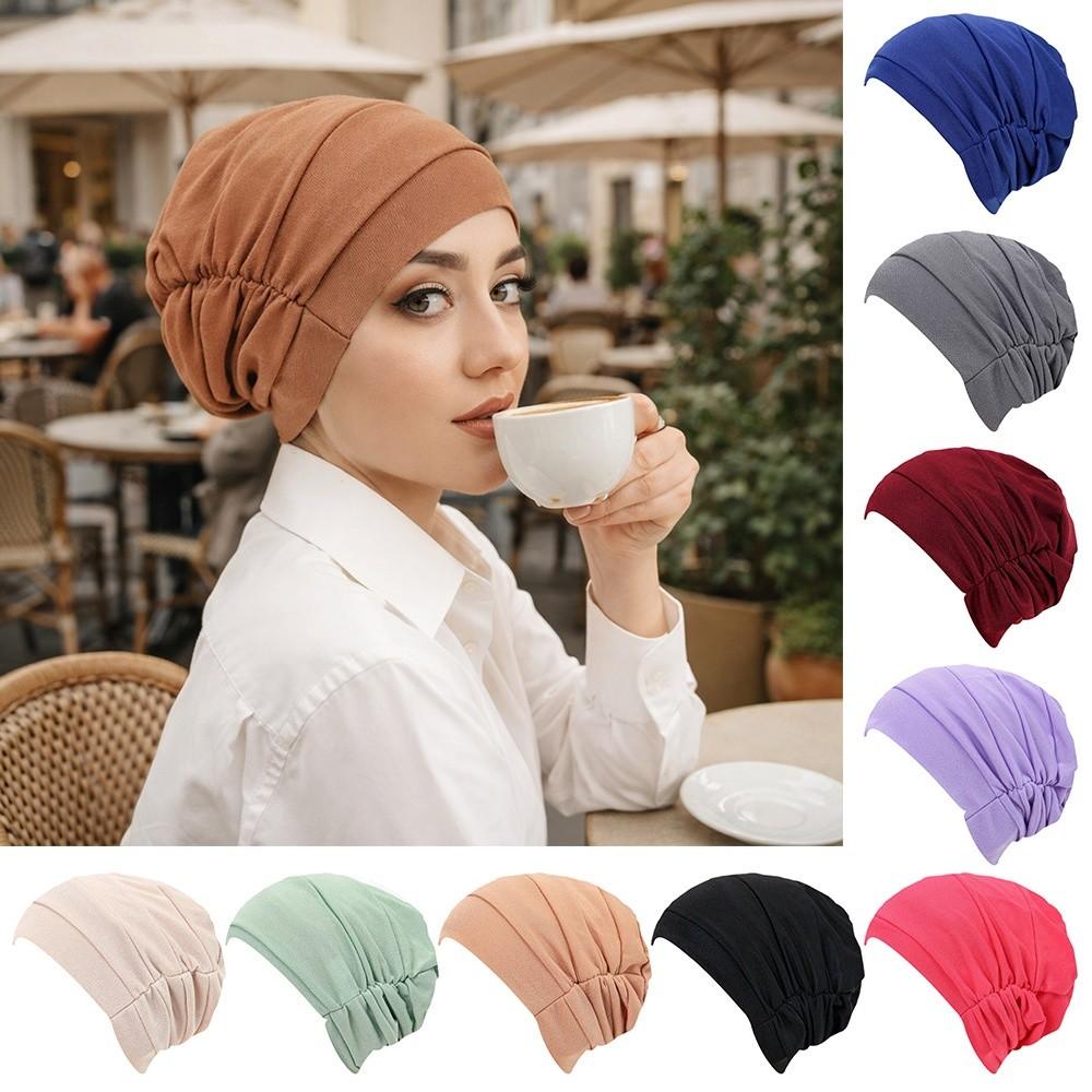 Vintage Hijab Caps Elastic Islamic Headband Comfortable Twist Knot Turban Hat Women Headwear