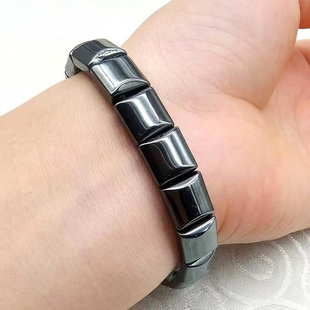 Geometric Beaded Bracelet Couple Hematite Bracelet Irregular Hematite Bracelet Unisex For Parties Casual Outfits Travel