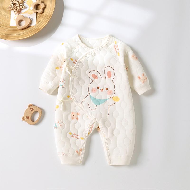 Butterfly Baby Romper: Cozy 3-Layer Cotton Onesie for Newborns - Perfect for Autumn & Winter