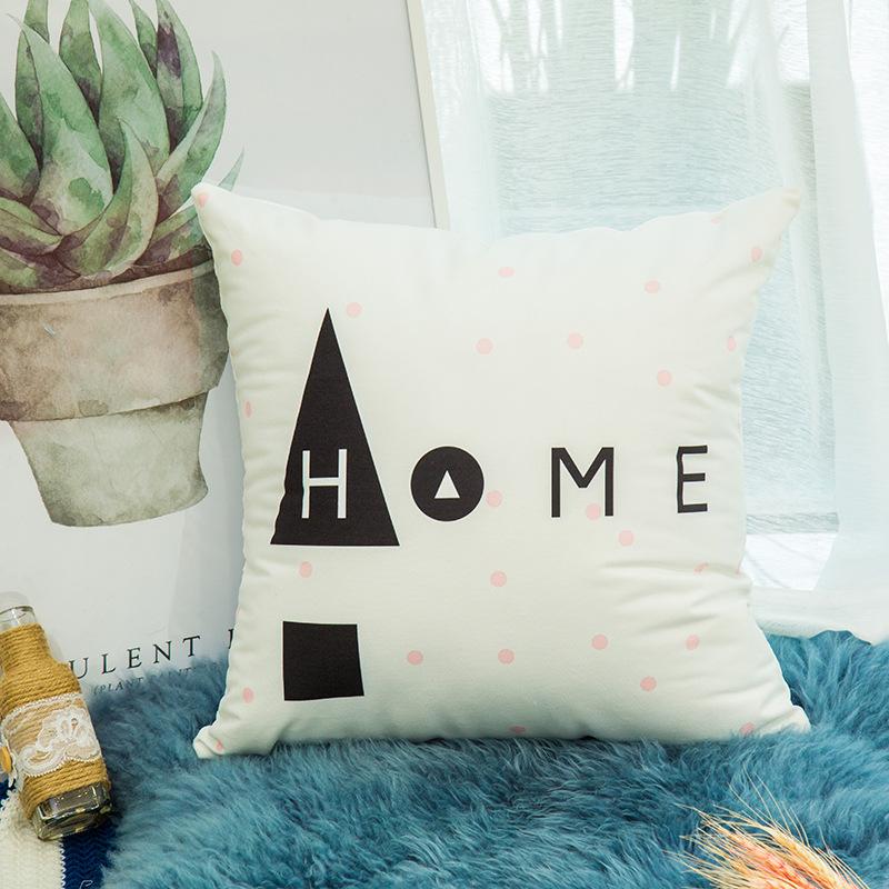Geometric Pink Simple Fashion Pillow Modern Letter Cushion Ins Small Fresh Pillow Case Sofa Cushion Pillow
