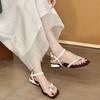 Fashion Women's Summer Crystal Clip Toe Flat Sandals Fashionable Gladiator Outdoor Footwear Ladies Comfortable Sandalias