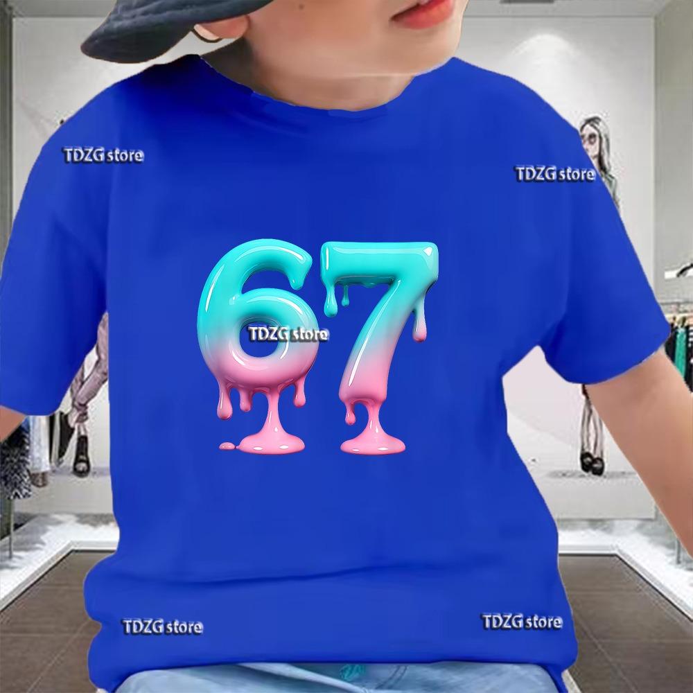 Summer Six Seven 67 Cool Print Children's Tshirt Short Sleeve  Cartoon Fashion Boys Tees Shirt Casual Harajuku Kid Clothes