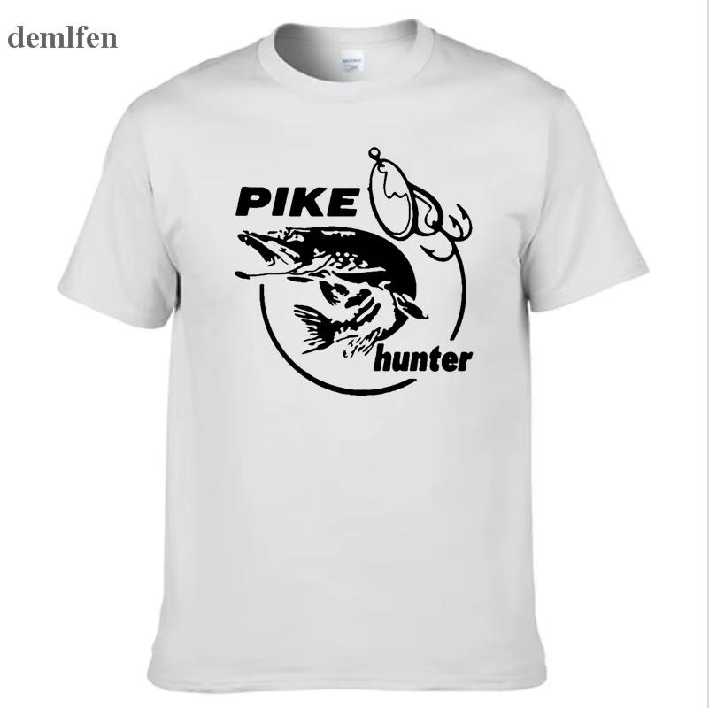 2026 Summer Men Pike Hunter Fish Animal Tshirt Printed Fashion T Shirt Short Sleeve Tees Shirts Cool Tops Ins Y2k