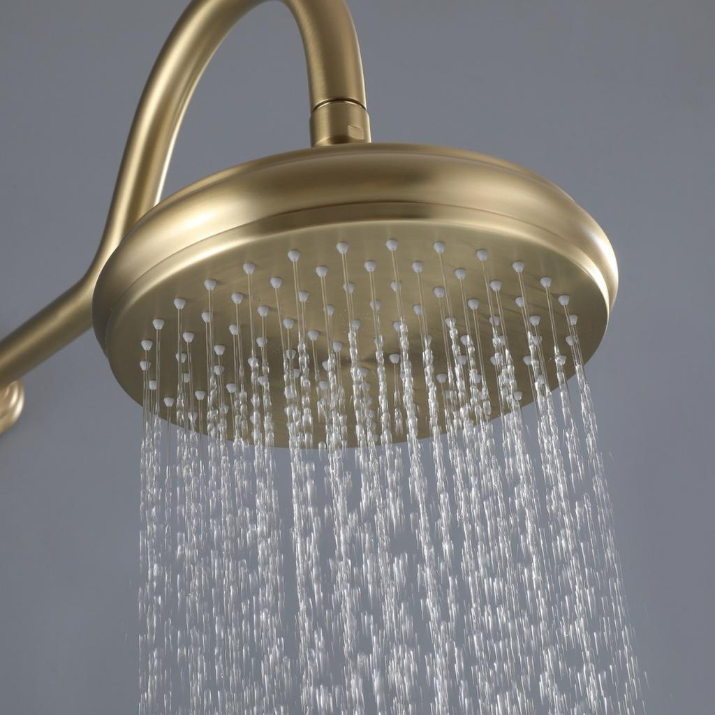 Bathroom Shower Faucet Set Brushed Gold Wall Mounted Rainfall Shower Mixer Tap Black Oil Brush Brass Bath and Shower Faucet Set