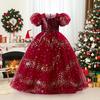 European & American Christmas Girl's Sequin Mesh Princess Dress - Long Evening & Birthday Gown