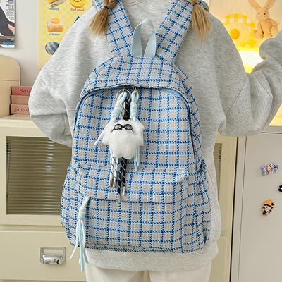 Karierter Rucksack Mädchen Schultasche Studenten Campus Rucksack