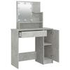 Makeup Table with LED Lighting Concrete Grey 86.5 x 35 x 136 cm