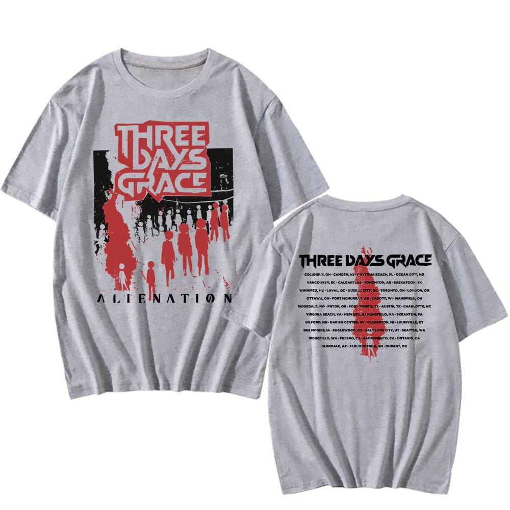 ALIENATION 2025 TOUR CAMISETA THREE DAYS GRACE Estampado Camisetas Algodón Moda Camiseta Manga Corta Unisex Ropa de Calle Hombre Mujer Camisa