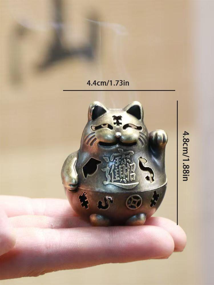 Good luck, fortune, cat incense burner, household indoor mini incense burner, tea ceremony incense burner