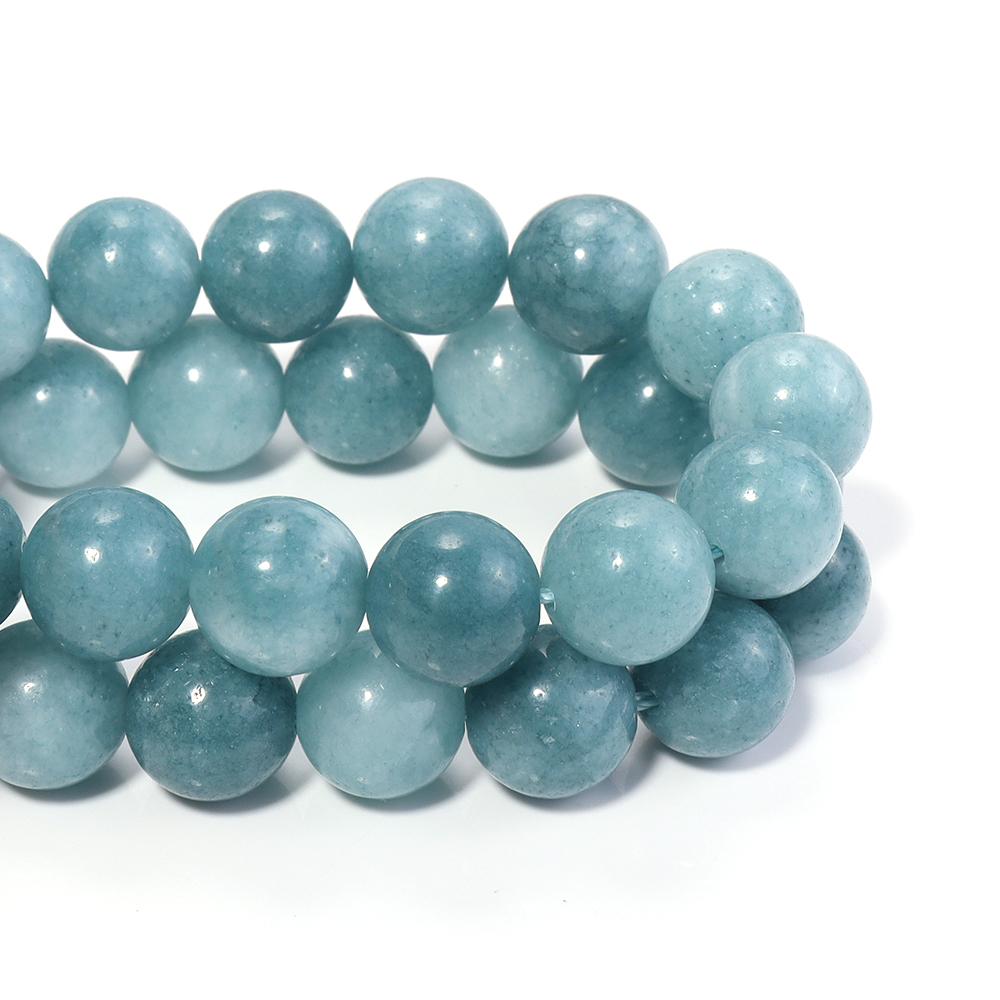 4 6 8 10 12mm Natural Aquamarine Stone Beads Dark Blue Round Gemstone Loose Spacer Bead For DIY Jewelry Making Bracelet Necklace