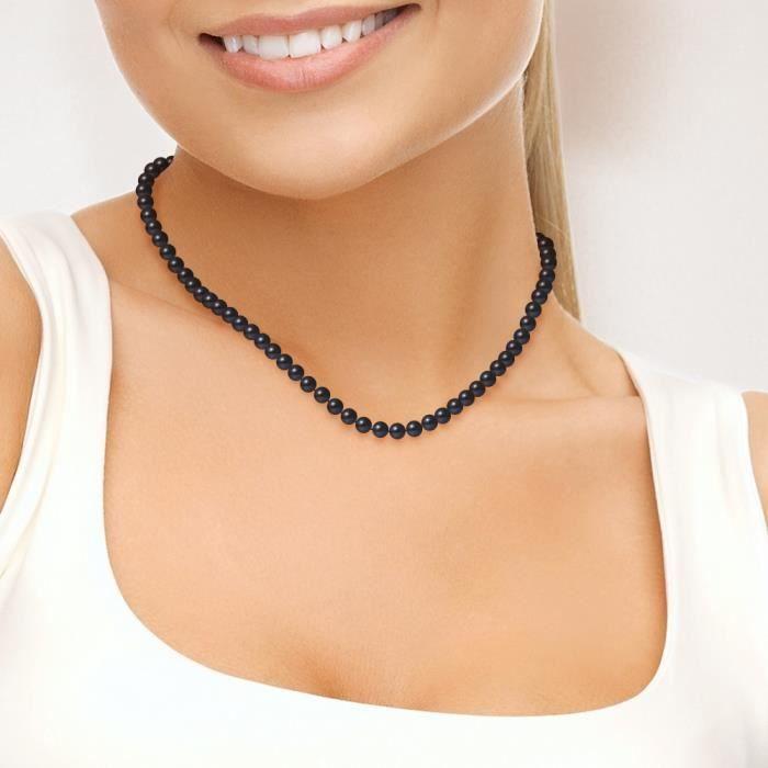 Necklace - Perlinea - AAA+ Freshwater Cultured Pearl - 5-6 Mm - Black - 9 Carat White Gold