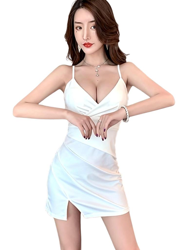 ISLAYCAOLILA CI3 Feny Cabaret Mini Club Party Tight Mini Slit Women's Dress, Dress, Dress, Dress, Dress, Camisole, Cache-Coeur, Sleeveless, Gathered,