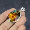 Ammolite Gemstone 925 Sterling Silver Gift Jewelry Pendant 1.80"