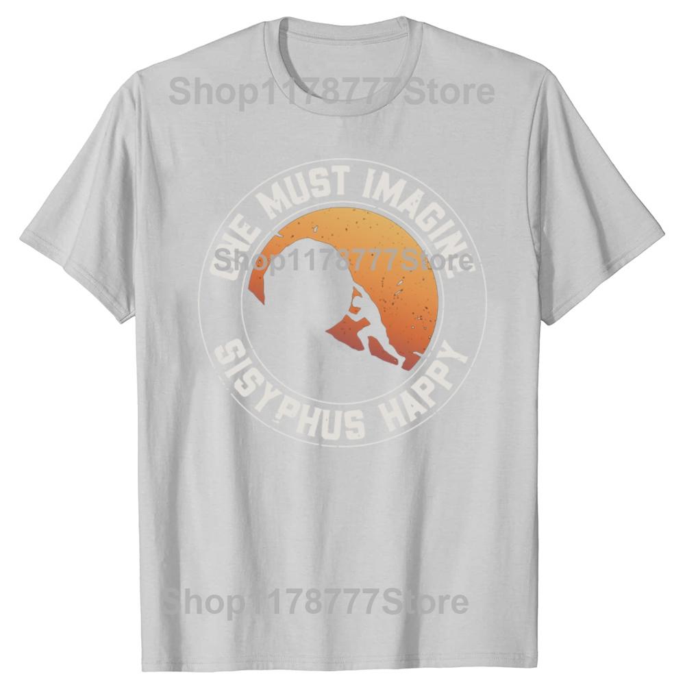 Funny Best Sisyphus Albert Camus Philosophy Push The Stone T Shirts Cotton Gifts Mens Fashion Casual Loose Oversized T Shirt