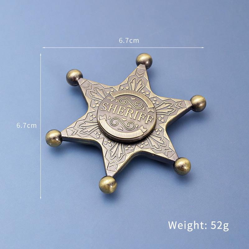 Factory direct sales zinc alloy hexagonal starfish fingertip gyro creative rotating badge