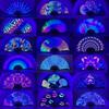 Paddenstoel Levendige Neon Psychedelische Waaiers Vlinder UV Reactief Gloeiende Waaiers Raves