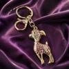 Zinc Alloy Key Chain Rhinestone Sheep Keychain for Backpack, Sparkly Goat Car Ring, Zodiac Pendant Decorative Lamb Backpacks and Handbags