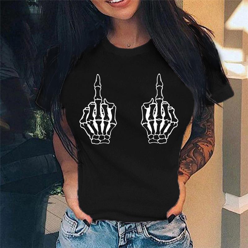 Funny Middle Finger Nail Graphic T Shirt for Men Clothing Casual Women Clothes Unisex Loose T-shirt Fashion Streetwear Tee Shirt