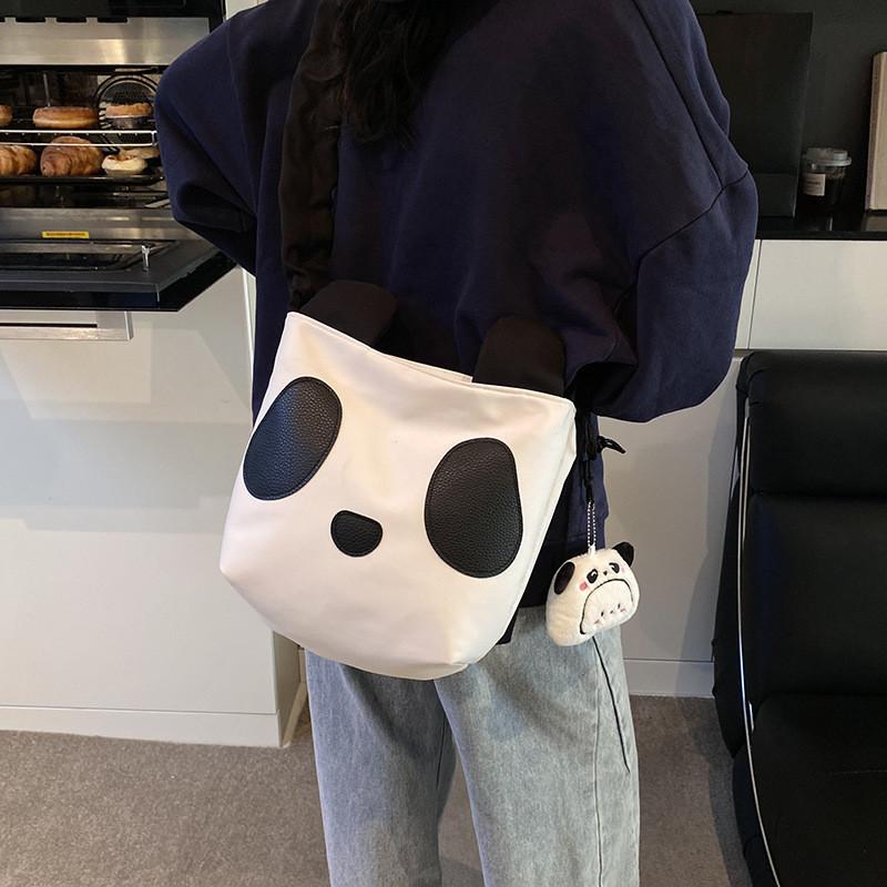 Panda Canvas Cute Single Shoulder Crossbody Bag Large Capacity Gift Backpack