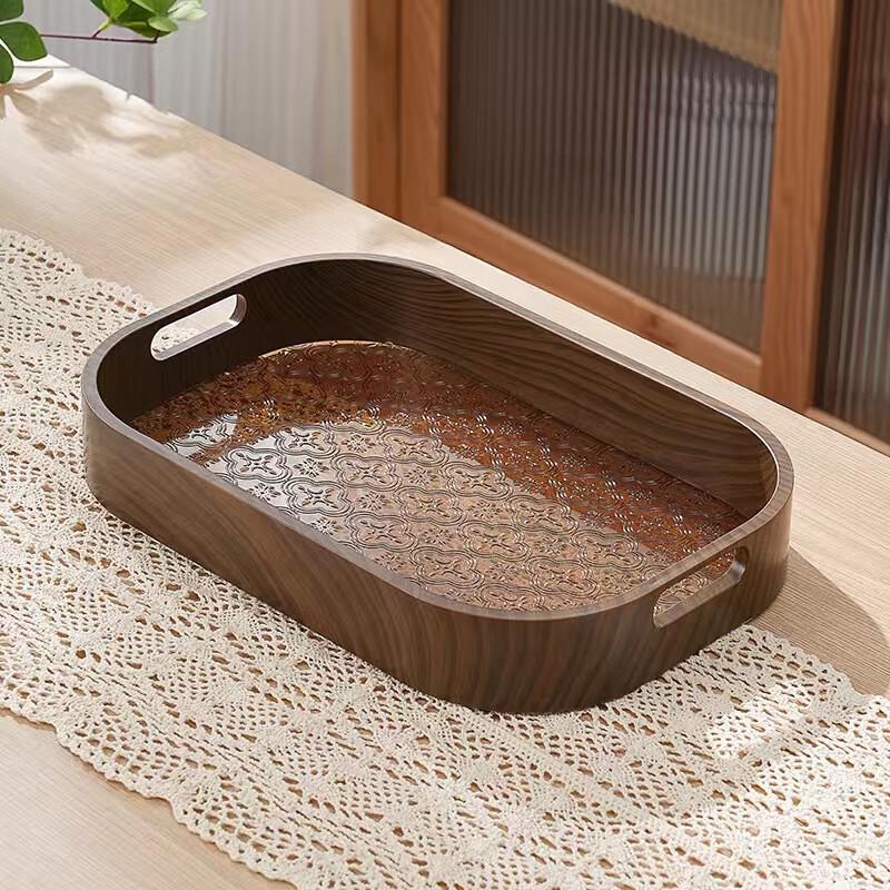Nordic Faux Wood Grain Plastic Serving Tray 33x22x5cm