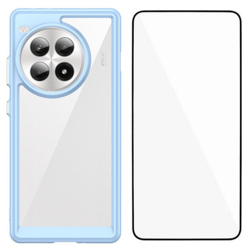 Für OnePlus Ace 3 Pro 5G Handyhülle WANLONFENG XC Serie TPU Acryl Hülle mit gehärtetem Glas (Großes Linsenloch)