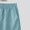 INCERUN Zweiteilige Sets Herren Kurzarm Gestreifte Kapuzenshirts Shorts Outfits