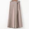 Johnature Spring Vintage High Waist Wide Leg Pants Belt Patchwork Pockets Casual Trousers Solid Color Soft Women Pants