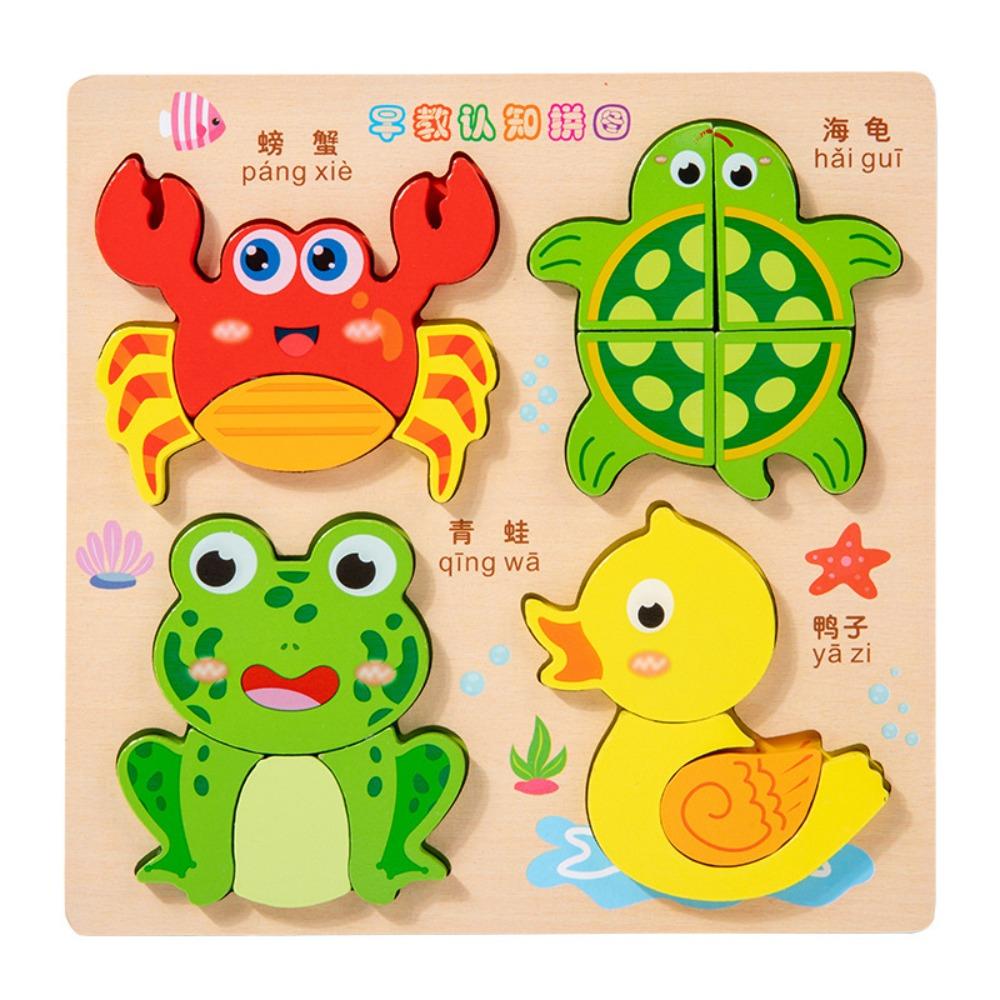 New 3D Wooden Puzzle Montessori Cartoon Animals Jigsaw Toys Fruits Early Educational Toys For Kids Preschool Learning