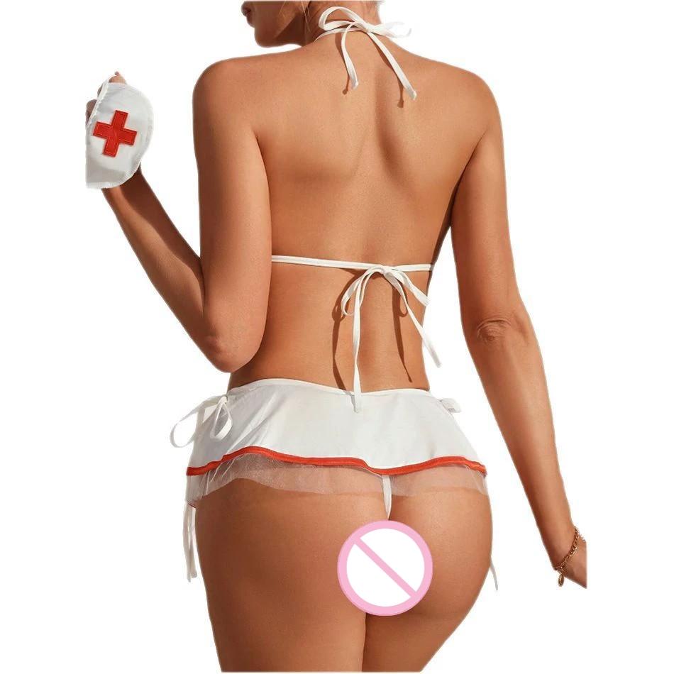 Hot New Sexy Nurse Cosplay Lingerie Hot Nurse Uniform Erotic Lingerie Sexy Costumes Set for Women Sexy Nurse Uniform Skirt