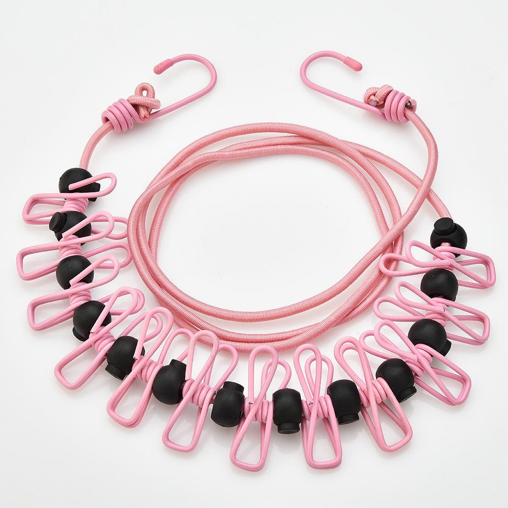 Portable Windproof Elastic Clothesline with Clips for Travel & Business Trips