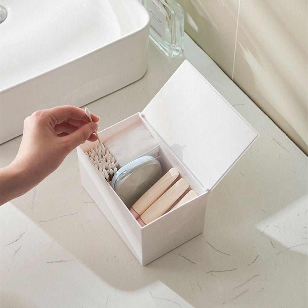 DIY Cotton Swab Storage Box Plastic Toothpick Container Dust Proof Flip Cotton Swab Box  Home