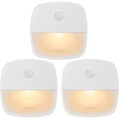 Indoor Motion Detector Light, 3pcs Battery-Powered Motion Detector Lamp, Automatic LED Night Light for Bedroom, Warm White