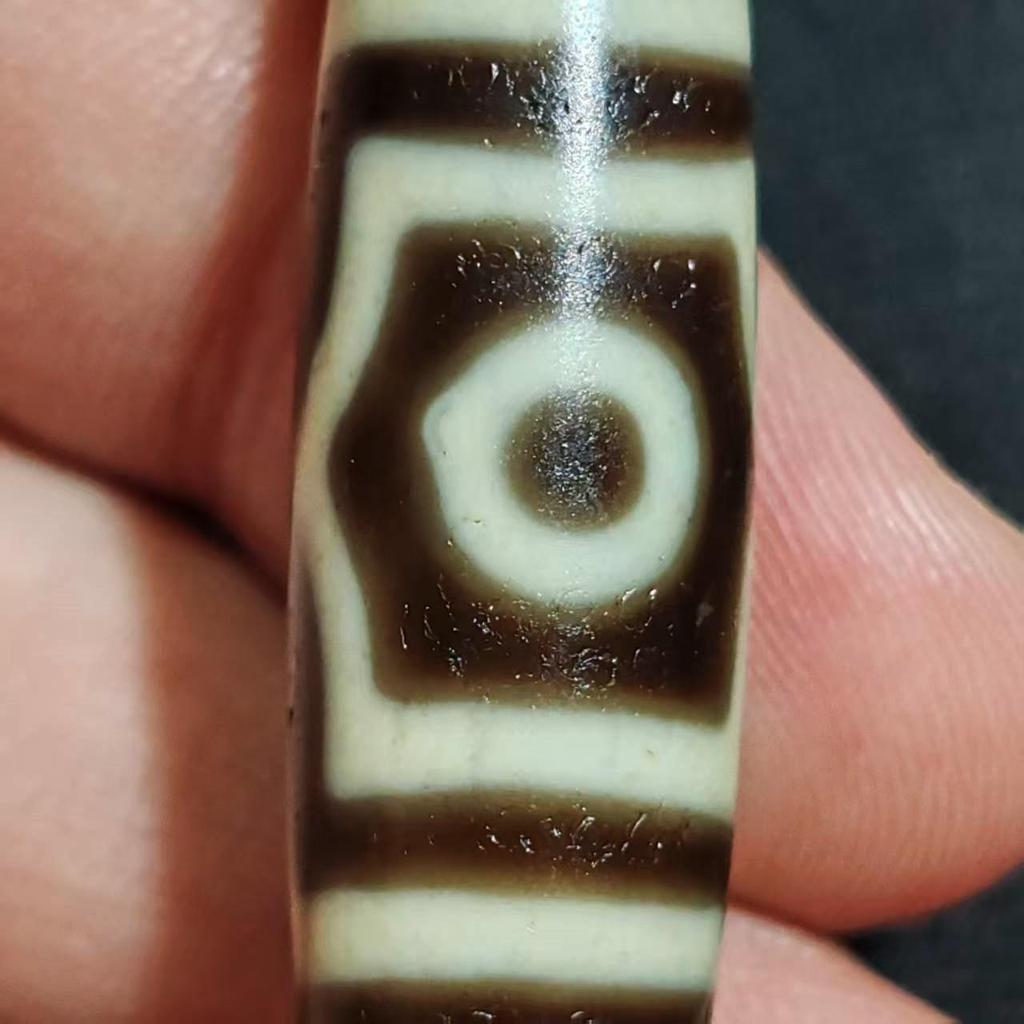 Premium 5A Oil Patina Weathered Agate Dzi Bead with 3 Eyes