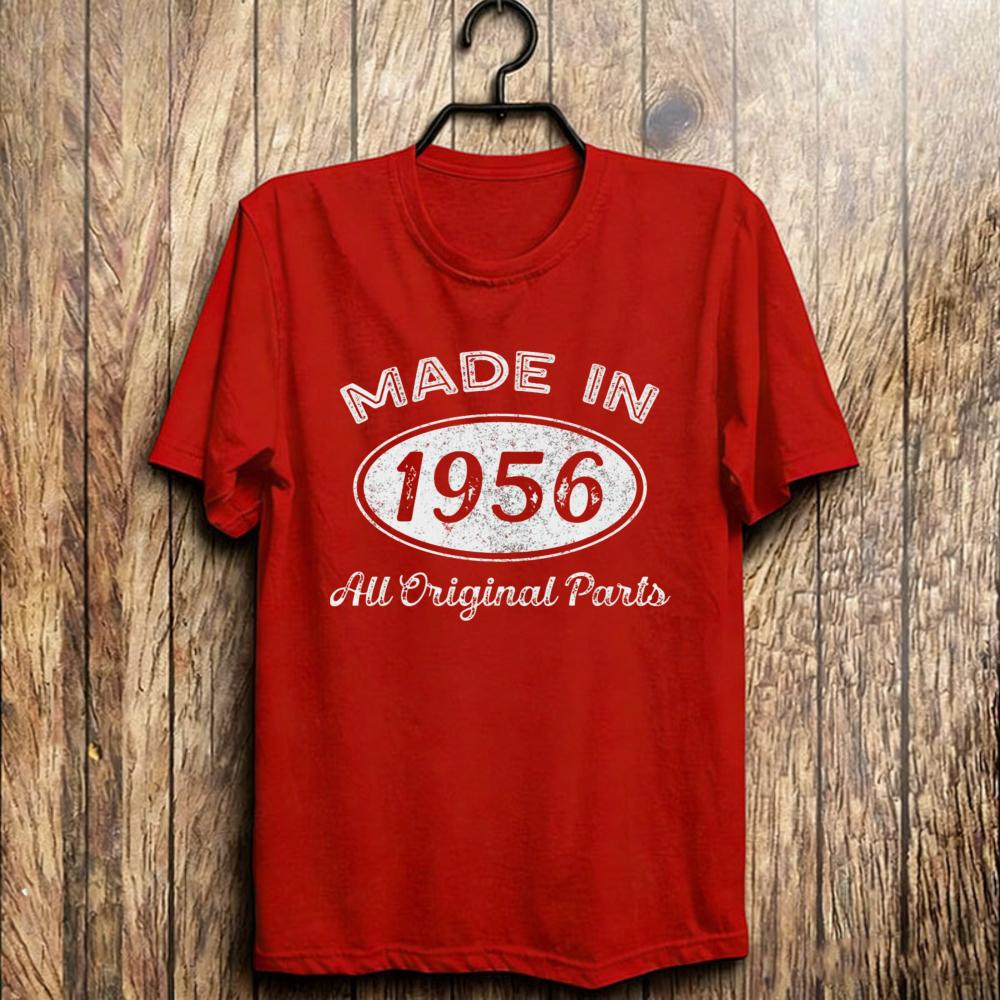 Made In 1956 Original Parts Graphic Tee All Vintage Distressed Year Celebration Gift For Dad Grandpa Unisex Cotton Shirt