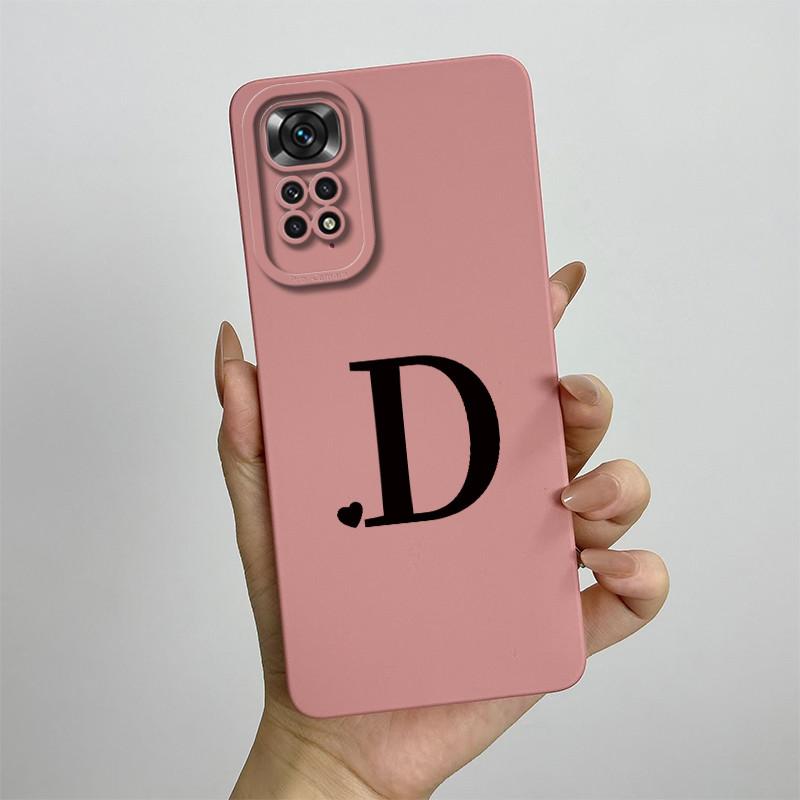 For Xiaomi Redmi Note 11 11S 4G 5G Case Cute Initial Letters Soft Liquid Silicone Shell For Redmi Note11 11 S 11 Pro Funda Capa