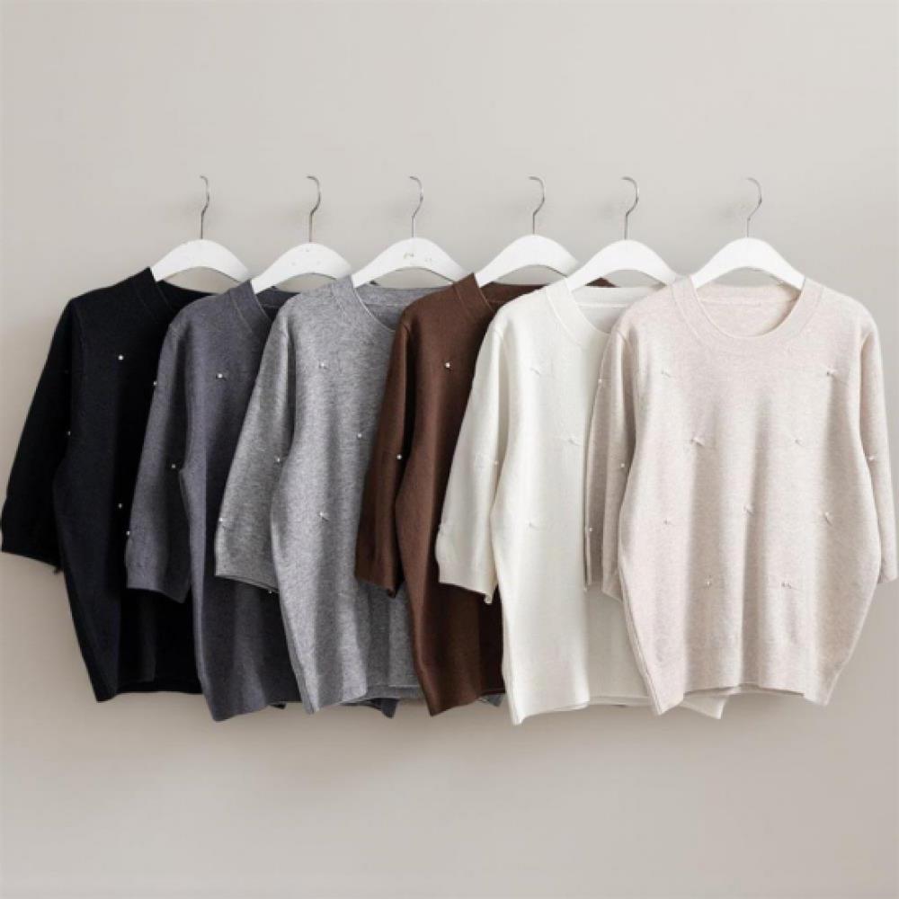 New Arrivals Open Run Women Autumn Fashion Pearl Decoration Ribbon Short Sleeve
