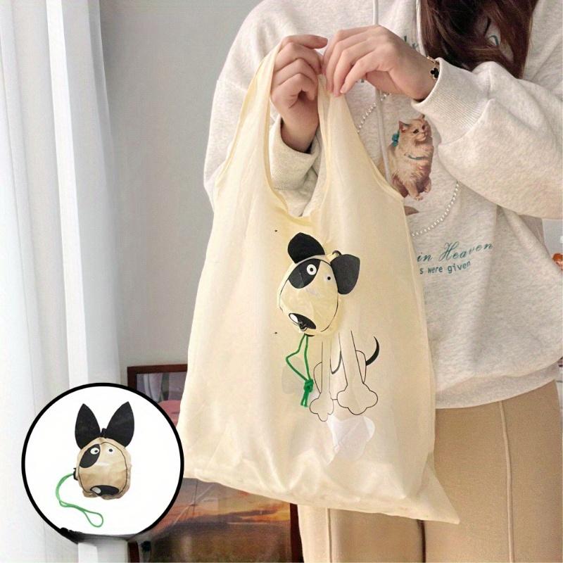 Shopping Must-have Instagram Style Simple Cartoon Animal Foldable Shopping Bag, Lightweight and Large Capacity Tote Bag