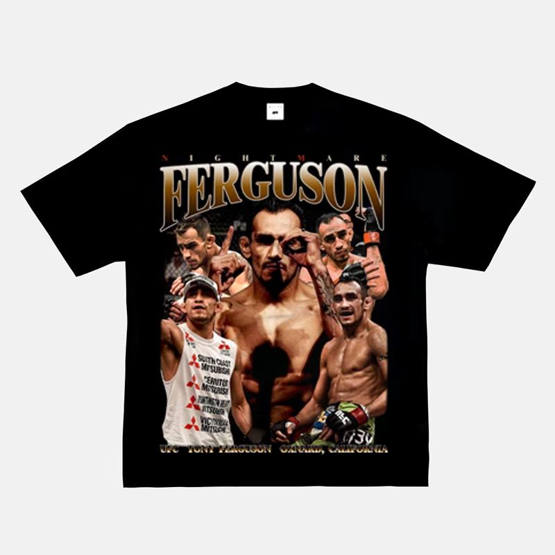 2025 New Fashion 100% Cotton Men T-shirt Fight Y2k Printing Short Sleeve American Retro Small Neckline Fighting Top Retro Top