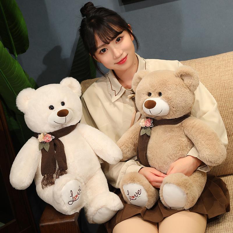 50 cm Schöne Schal Teddybär Puppe Stofftier Bär Plüsch Spielzeug für Kinder Mädchen Geburtstag Baby Geschenk Liebhaber Hohe Qualität