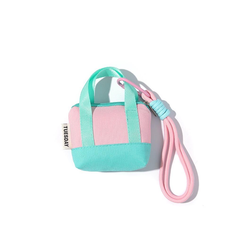 New Mini Coin Purse Canvas with Wristband Earphone Case Dopaamine Pink Cable Protective Cover